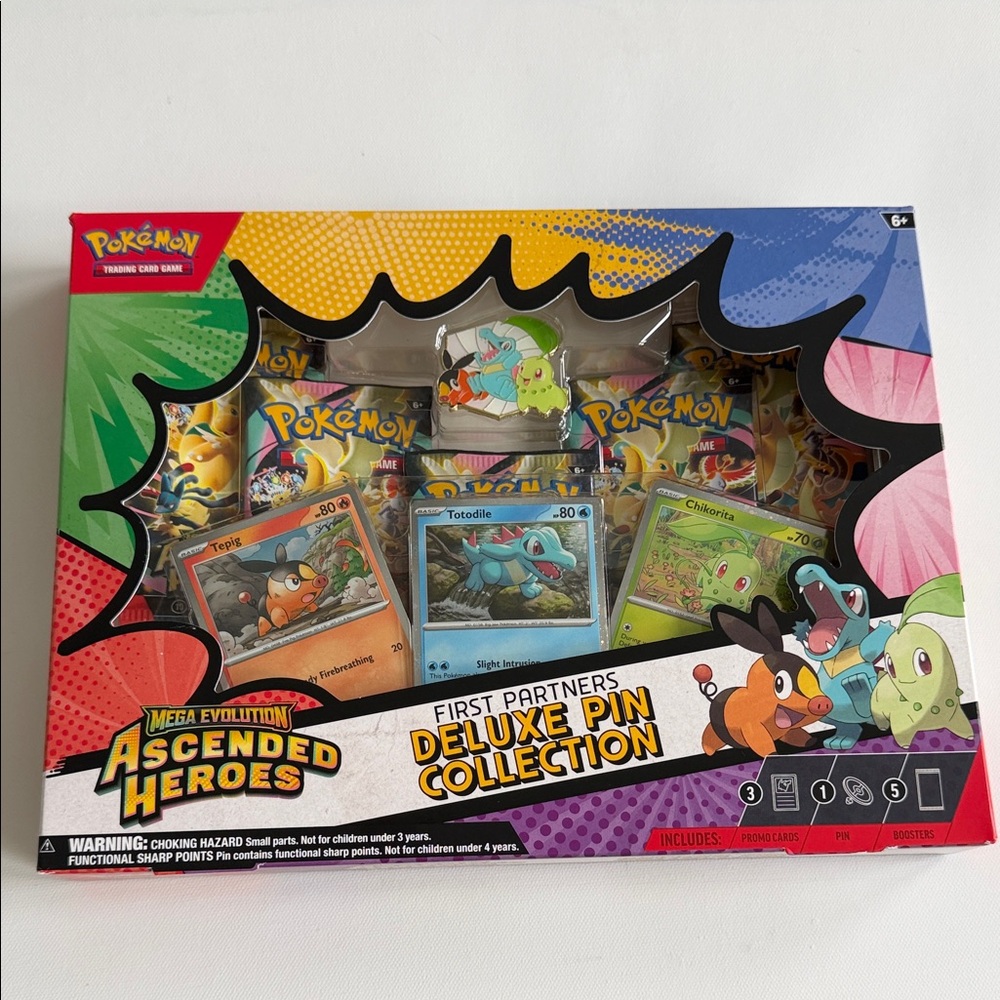 Pokemon Deluxe Pin Collection - Blue, Red, Yellow, Green, Orange, Purple